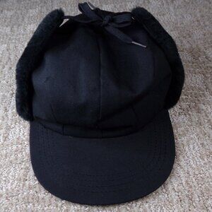 Trapper Hat Cap Winter Faux Fur Black Thinsulate Thermal Lined Medium